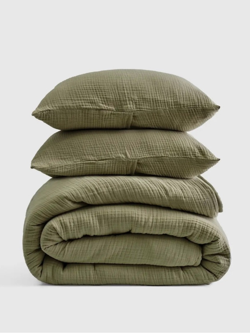 Quince organic cotton airy gauze Olive Cotton Comforter Set king cal king